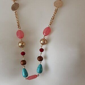 Pretty long necklace versatile costume gold tone two colors avail NWOT